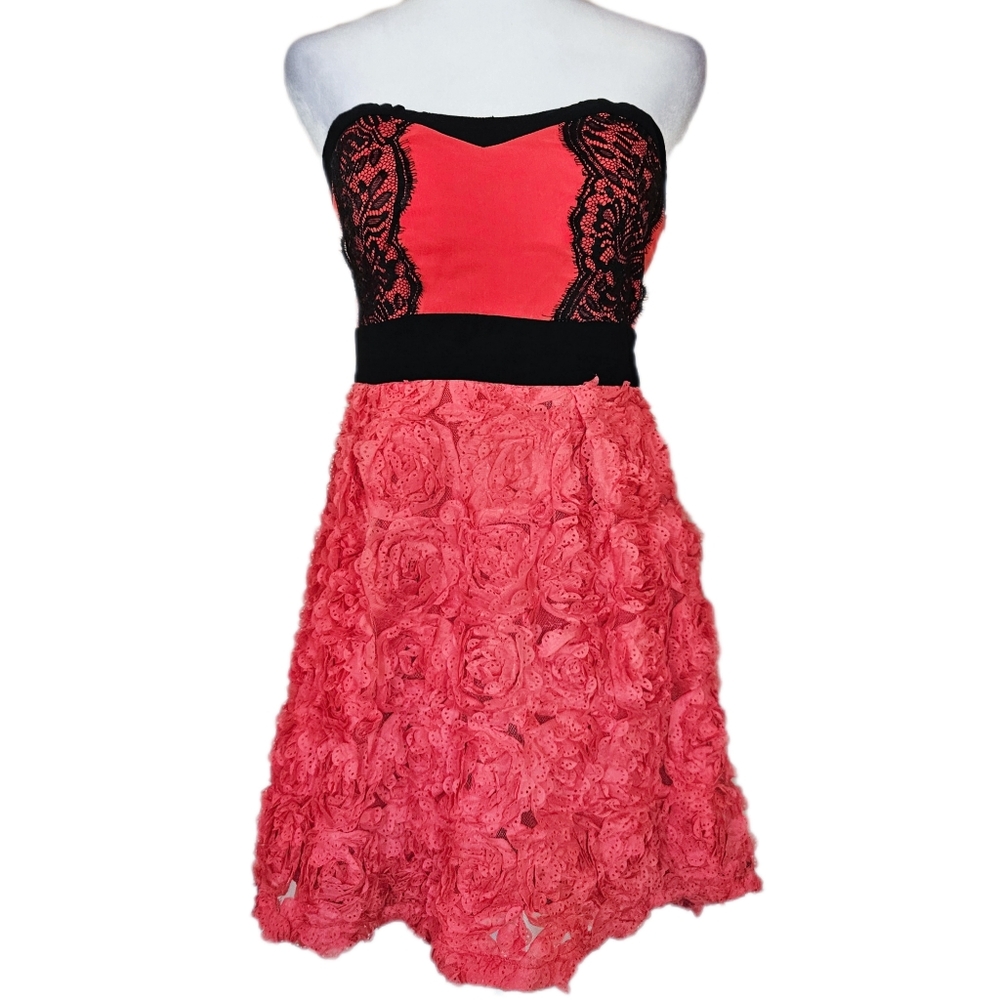 Lovepoint Strapless Party Dress Women's Medium Scene Black Neon 2010s Homecoming